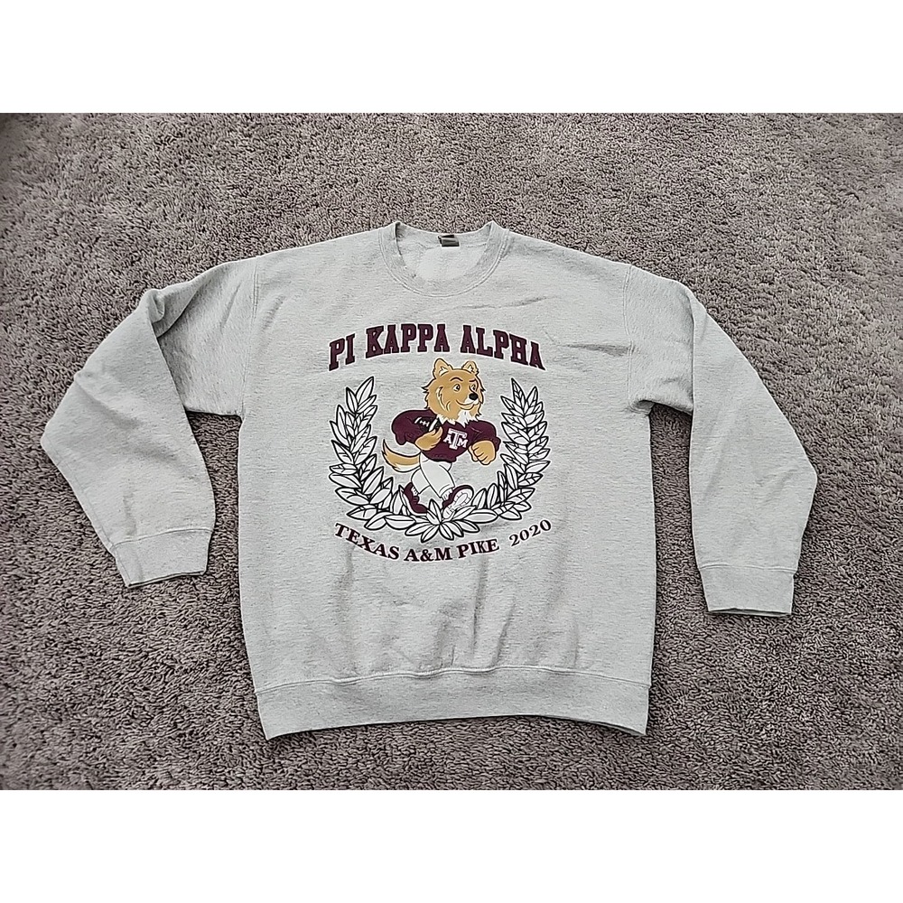 Pi Kappa Alpha Texas A&M Pike 2020 Sweatshirt Mens M Gildan Heavy Blend Gray